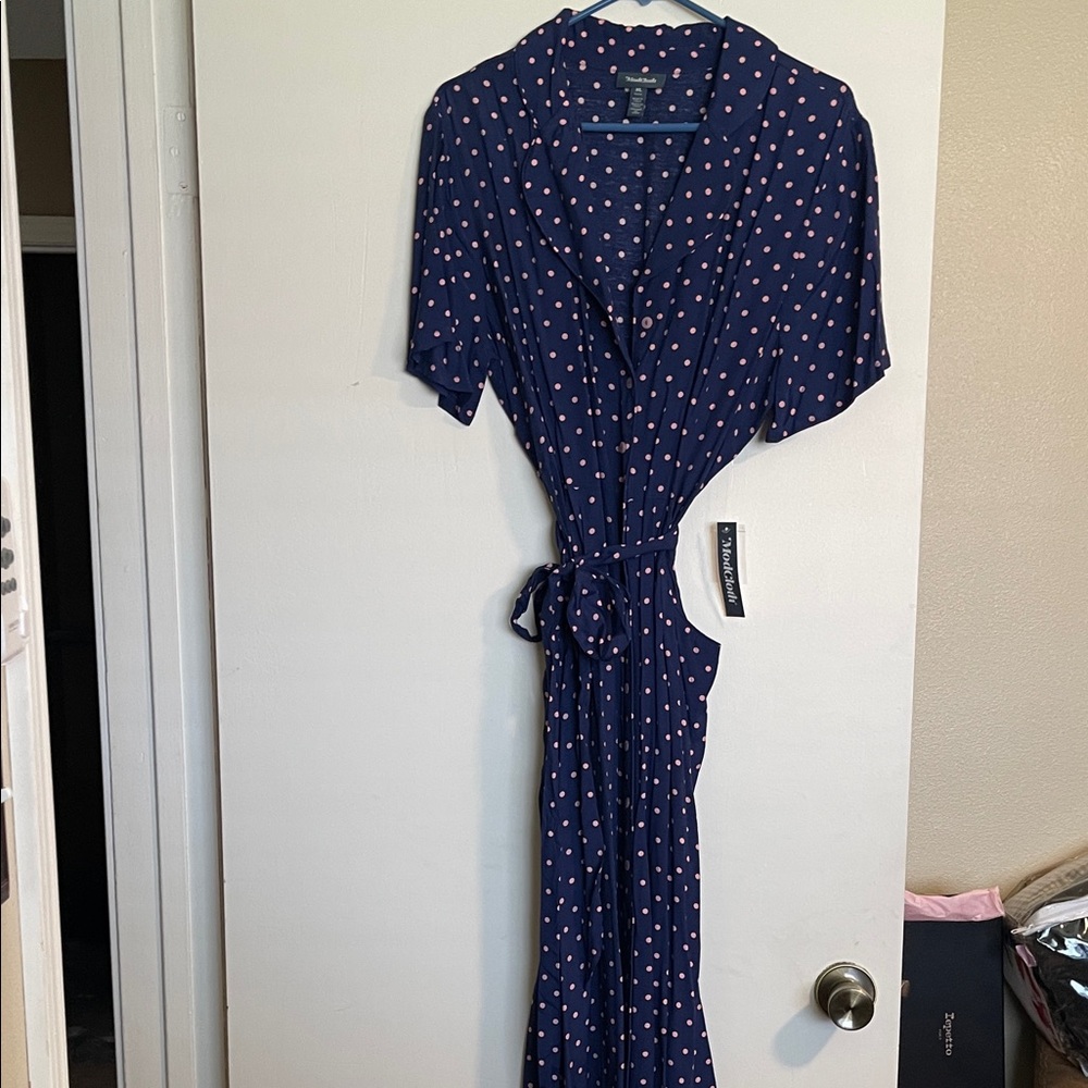 Modcloth Navy and Pink A-line Shirt Dress